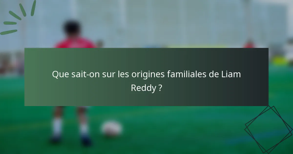 Que sait-on sur les origines familiales de Liam Reddy ?